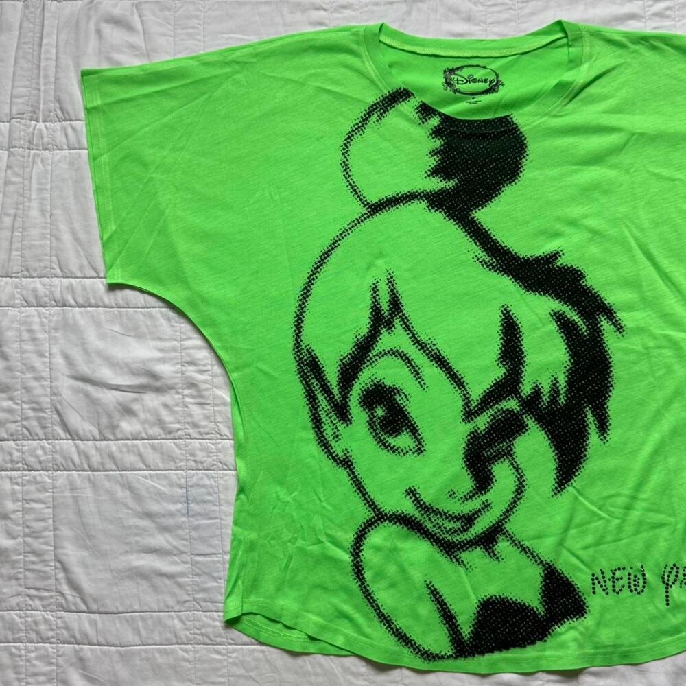 Disney tinkerbell graphic tee lime green dolman womens M casual‎ peter pan